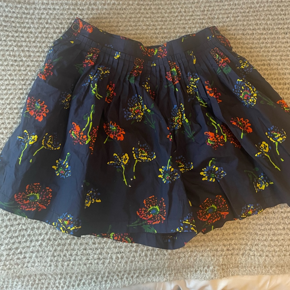 ULLA JOHNSON blue floral cotton poplin shorts